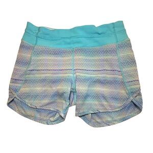 Lululemon Kids Ivivva Size 12 Relay Racer Zig Zag Striped Athletic Lined Shorts